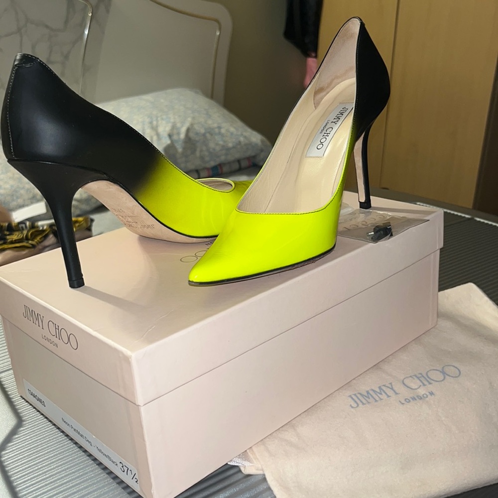 Jimmy Choo Neón pat/Matt Deg shoe color yellow/black